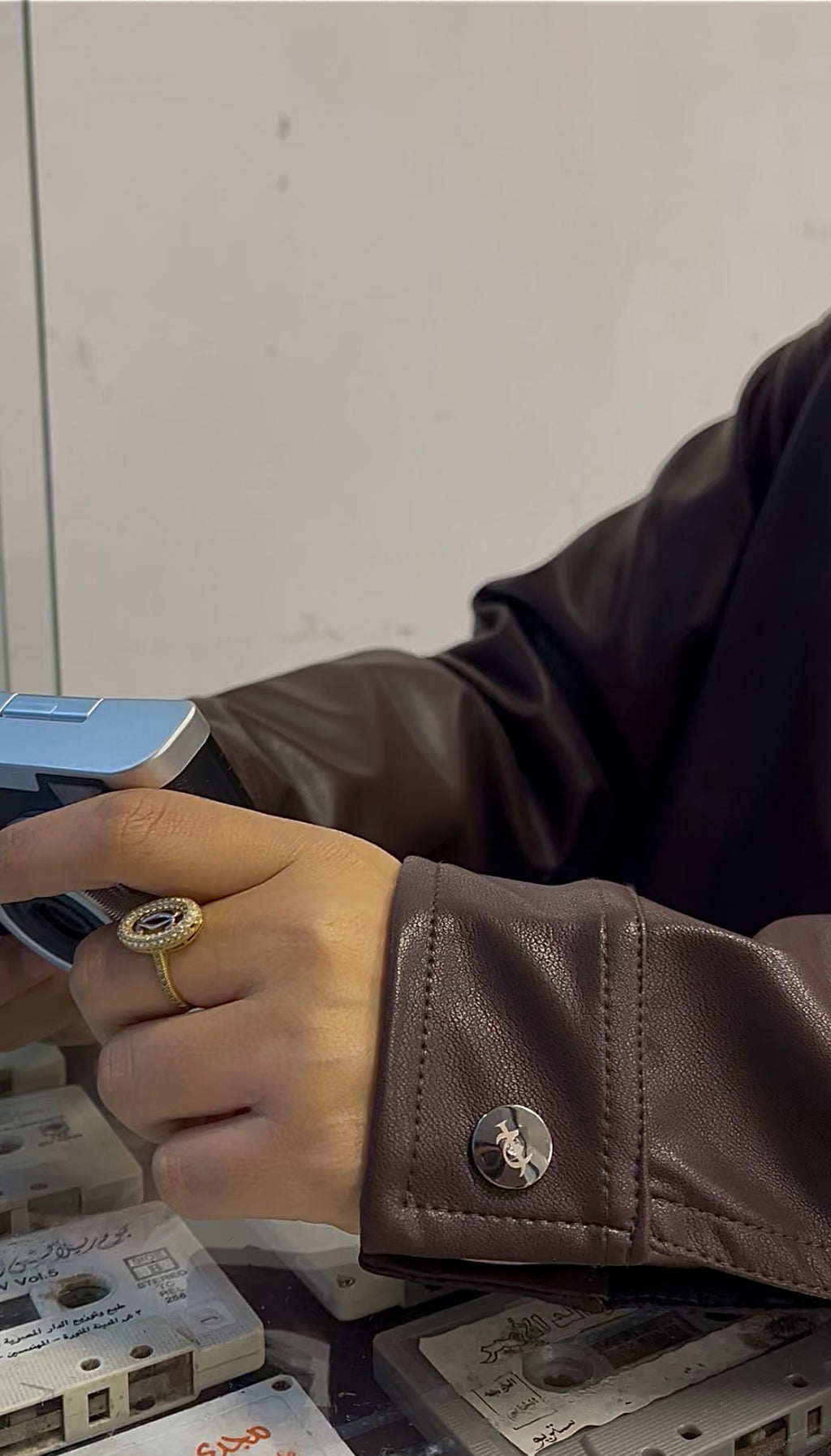 Dark amber leather jacket